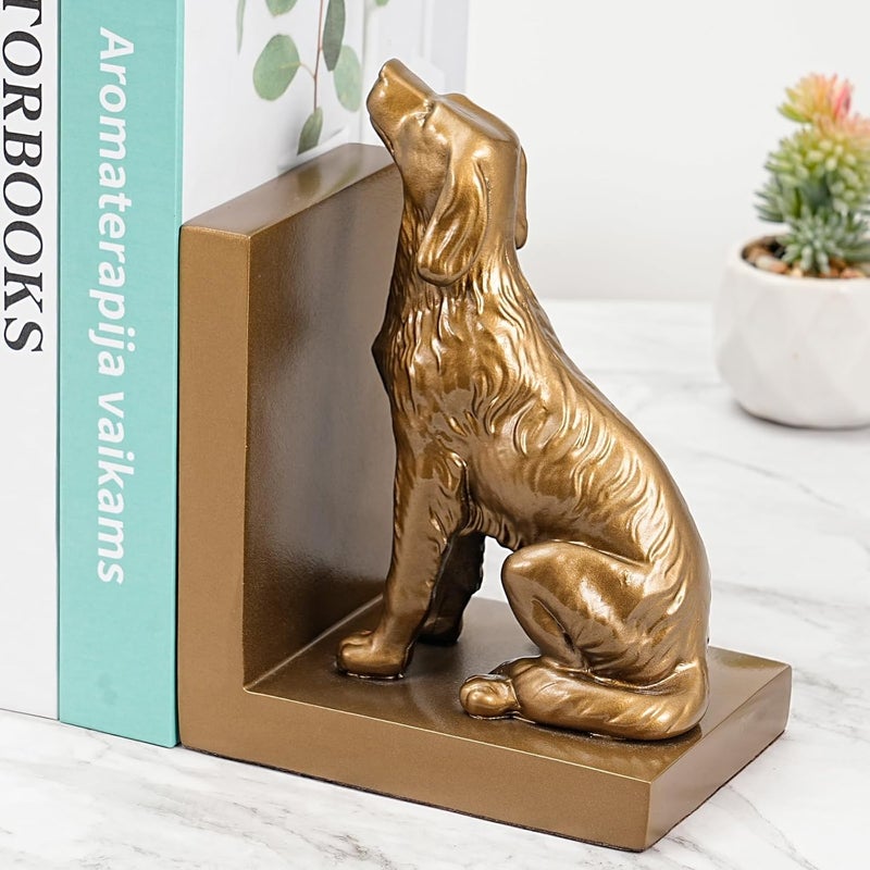LADDERU Dog Bookends, Book Ends for Shelves to Hold Books Heavy Duty, Creative Resin Book Holders for Kitchen Desk Home Office - Image 4